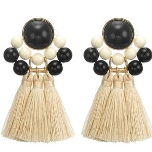 Beaded fringed Earrings - White
